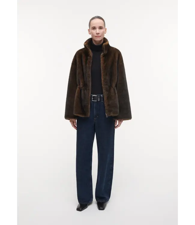 Studio AR Frankie faux mink jas Olive