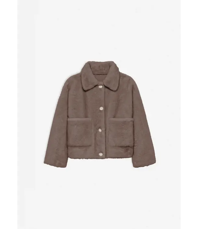 Studio AR Faje faux mink jas Pebble