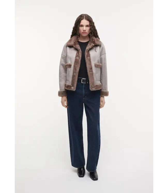Studio AR Faje faux mink jas Pebble
