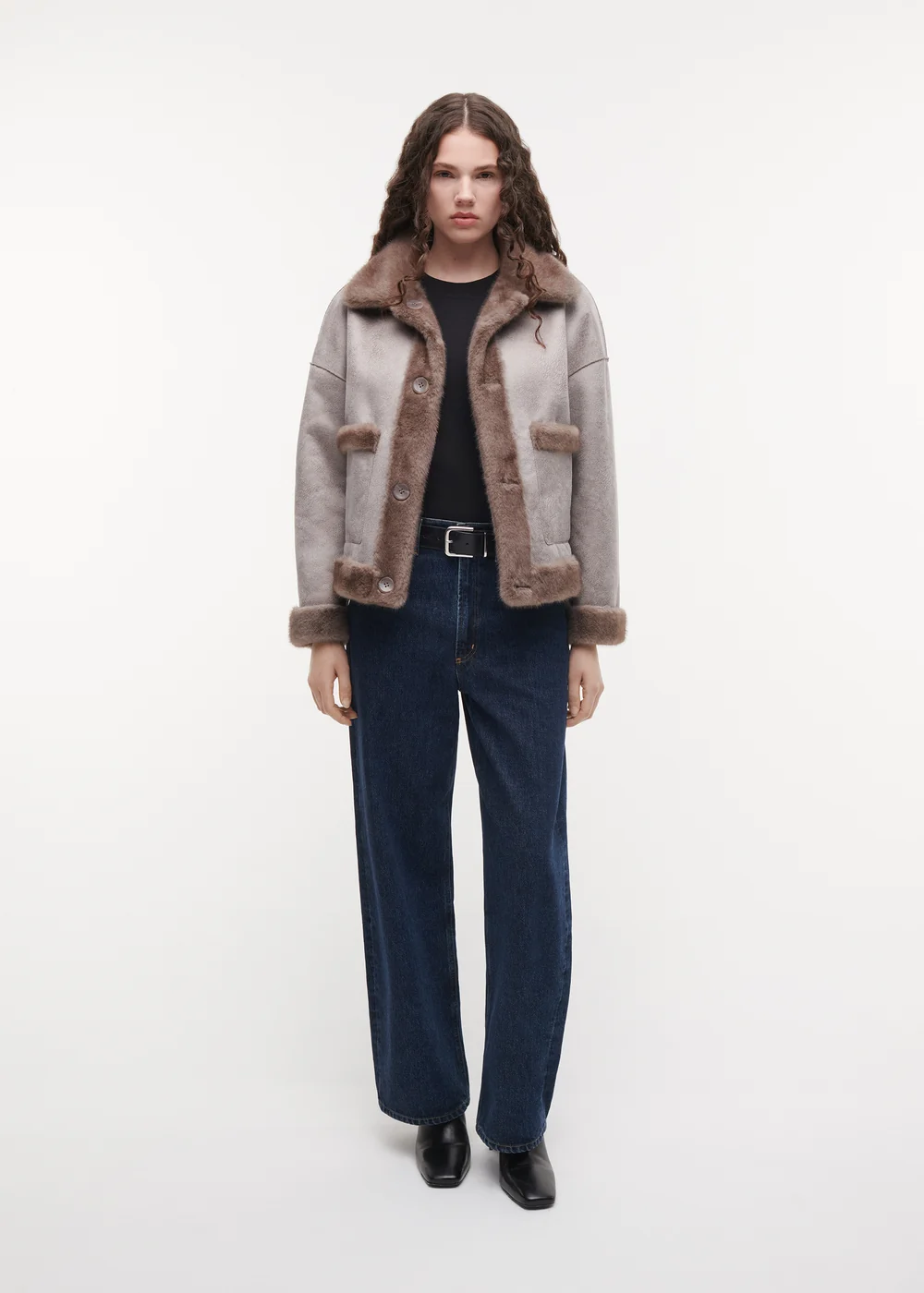 Studio AR Faje faux mink jas Pebble