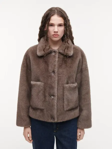 Studio AR Faje faux mink jas Pebble