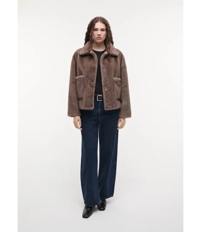 Studio AR Faje faux mink jas Pebble