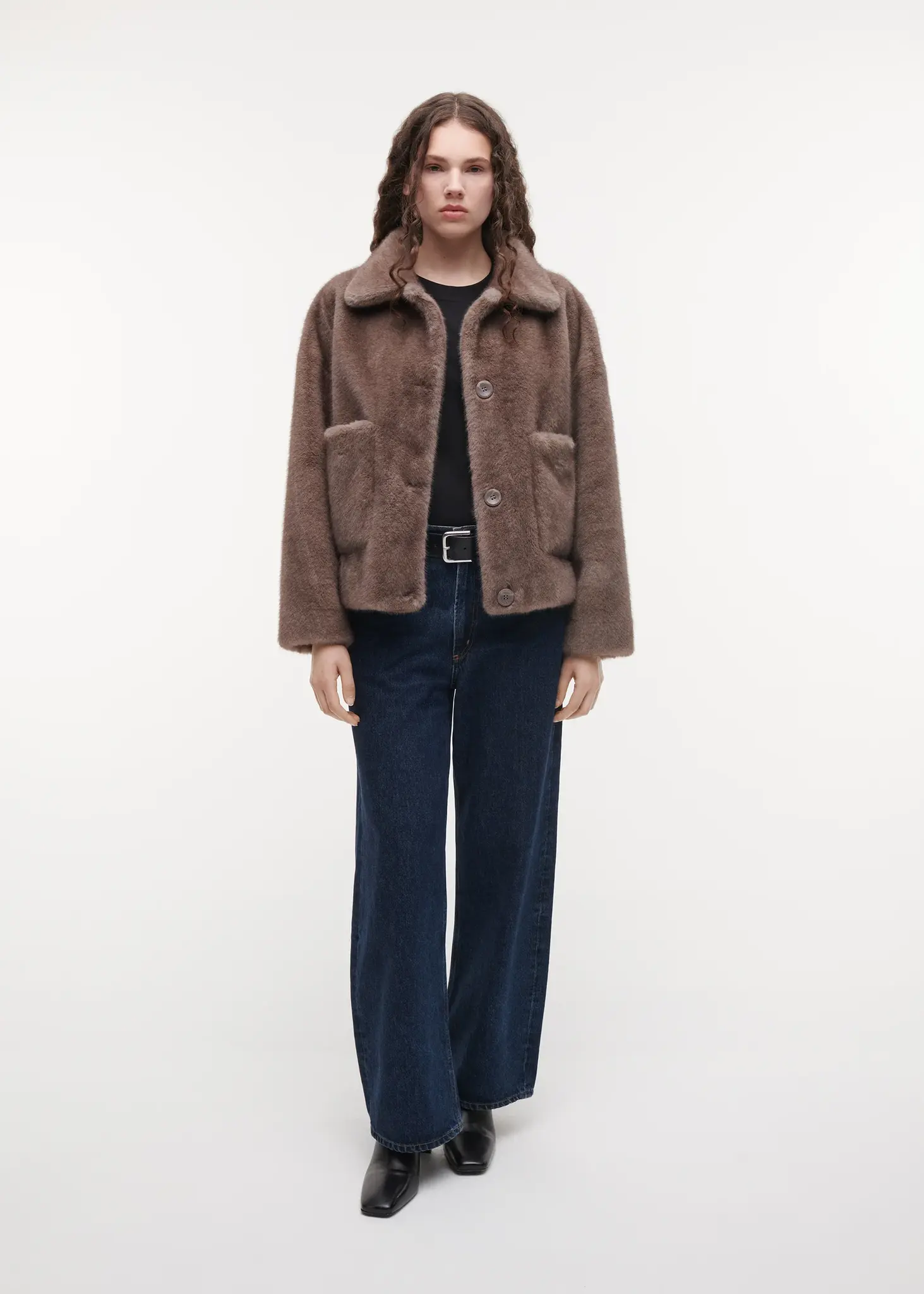 Studio AR Faje faux mink jas Pebble