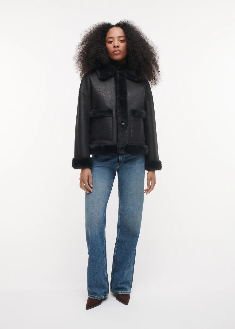 Studio AR Faje faux mink jas D. Grey