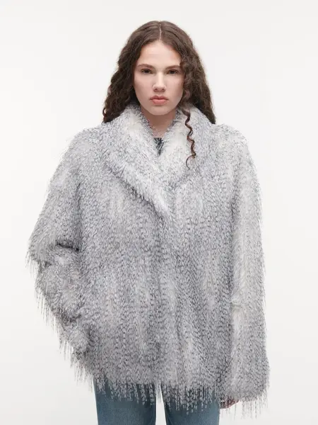 Studio AR Mila faux fur jas Blue grey