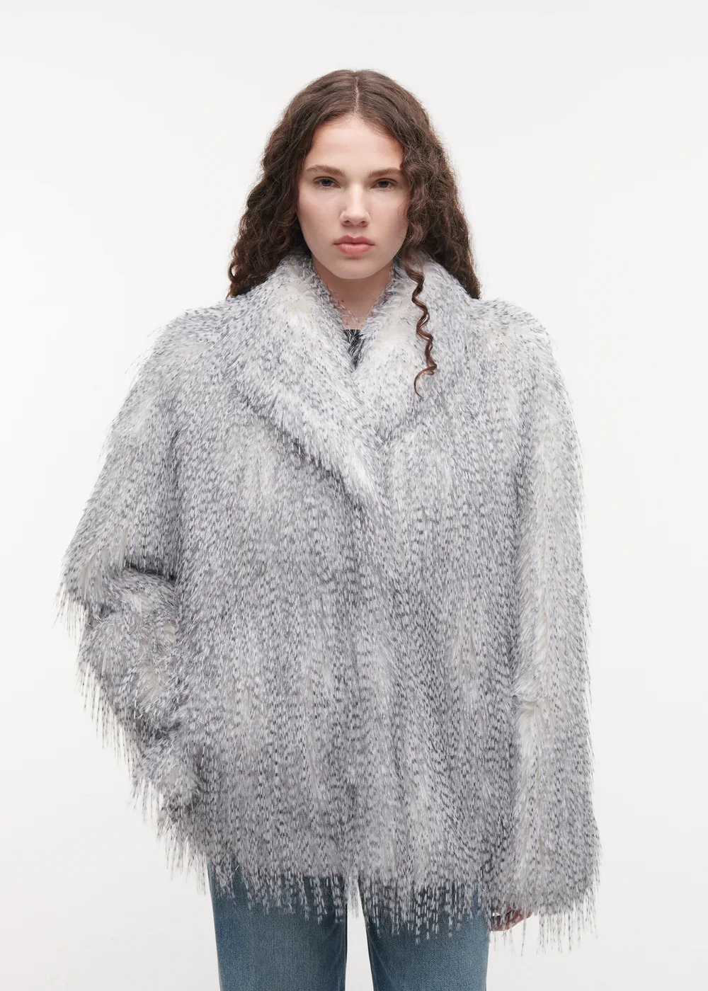 Studio AR Mila faux fur jas Blue grey