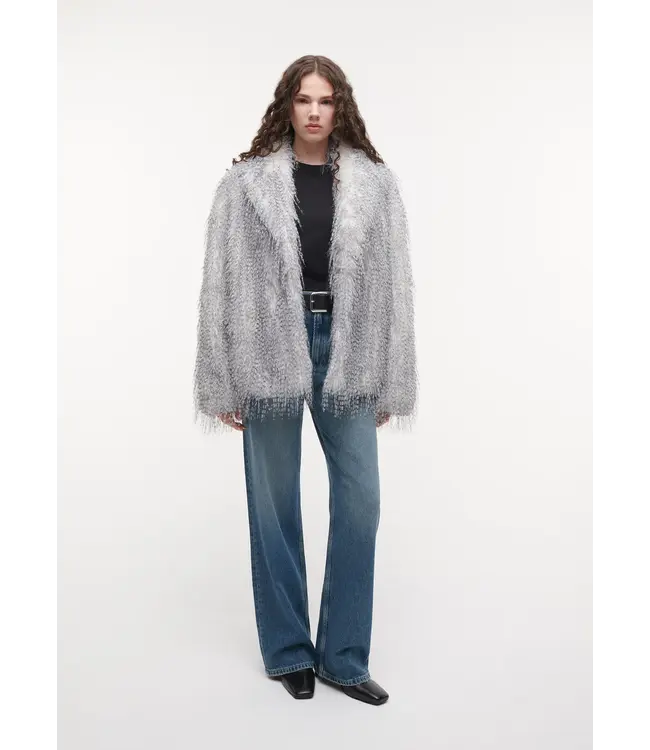 Studio AR Mila faux fur jas Blue grey