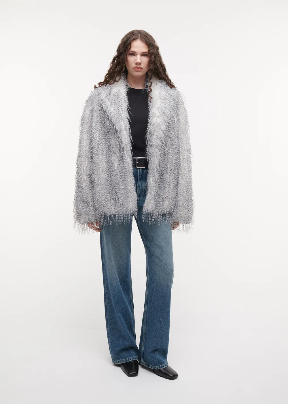 Studio AR Mila faux fur jas Blue grey