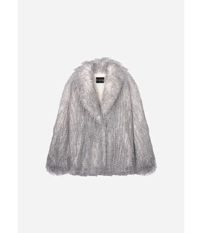 Studio AR Mila faux fur jas Blue grey