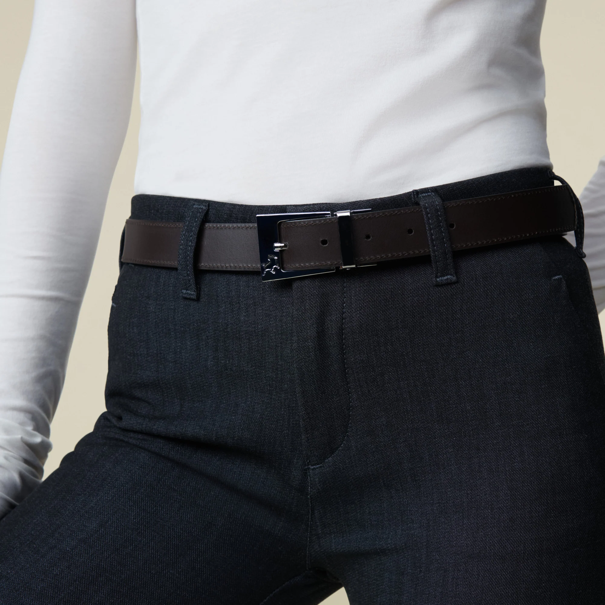 Lois Ember silver leather belt Black/brown