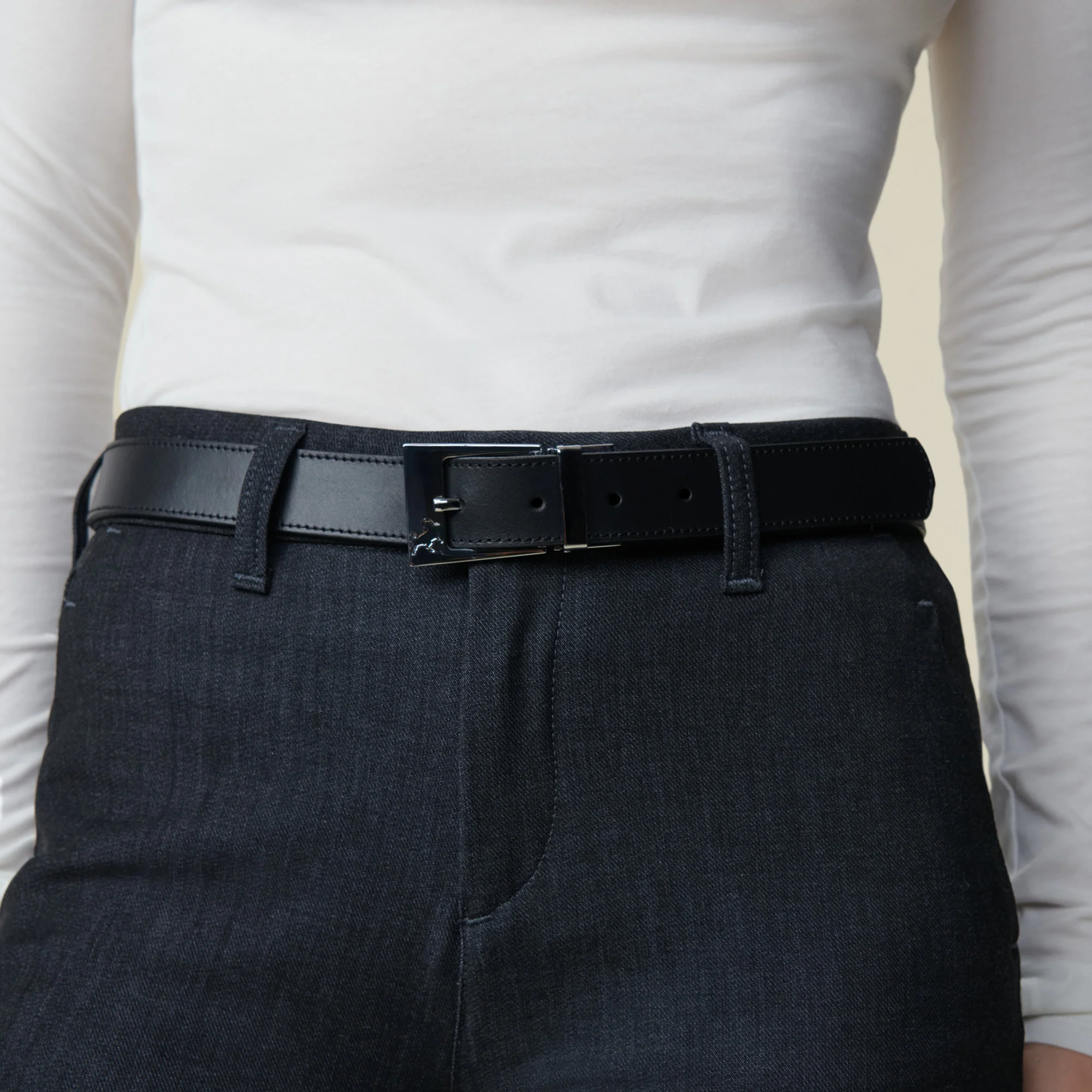 Lois Ember silver leather belt Black/brown