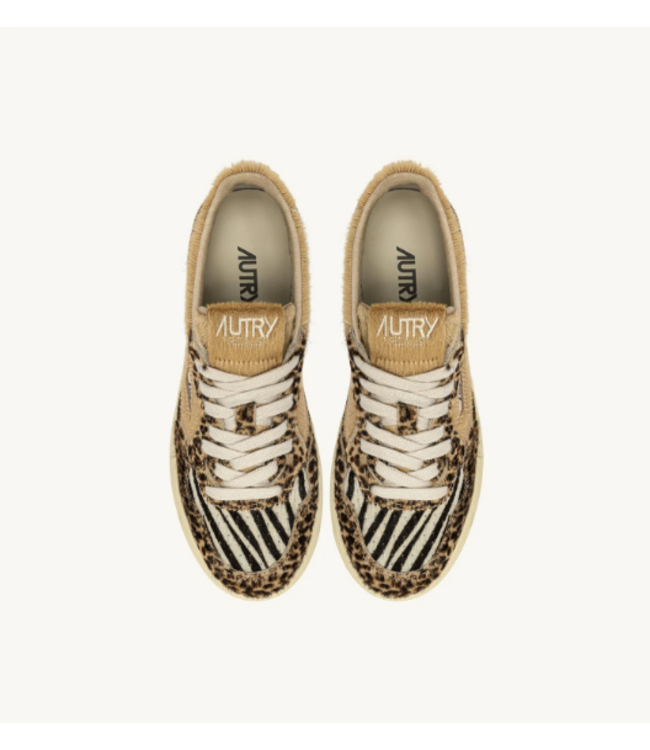 Autry Medalist low wom JA02 sneakers mix pony/safari Leo/zebra/ivory