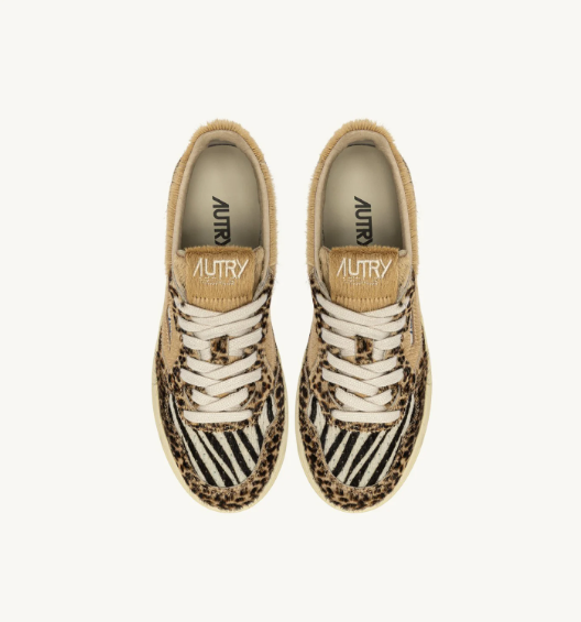 Autry Medalist low wom JA02 sneakers mix pony/safari Leo/zebra/ivory
