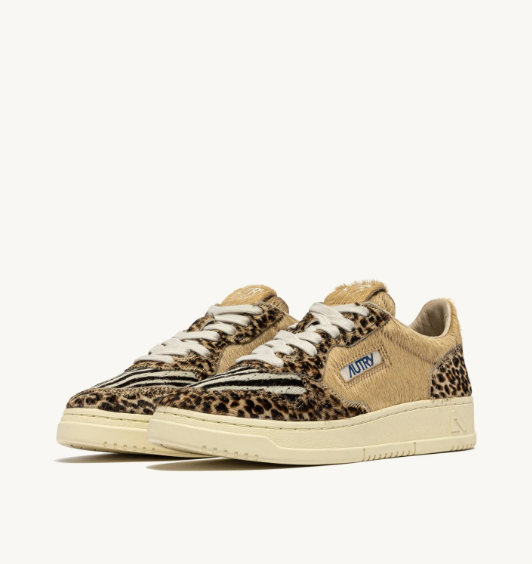 Autry Medalist low wom JA02 sneakers mix pony/safari Leo/zebra/ivory