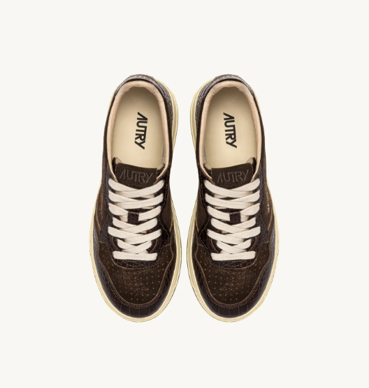 Autry Medalist low wom CJ01 suede/cocco print sneakers Mustang/brown