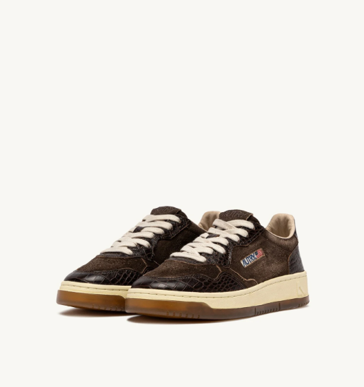 Autry Medalist low wom CJ01 suede/cocco print sneakers Mustang/brown