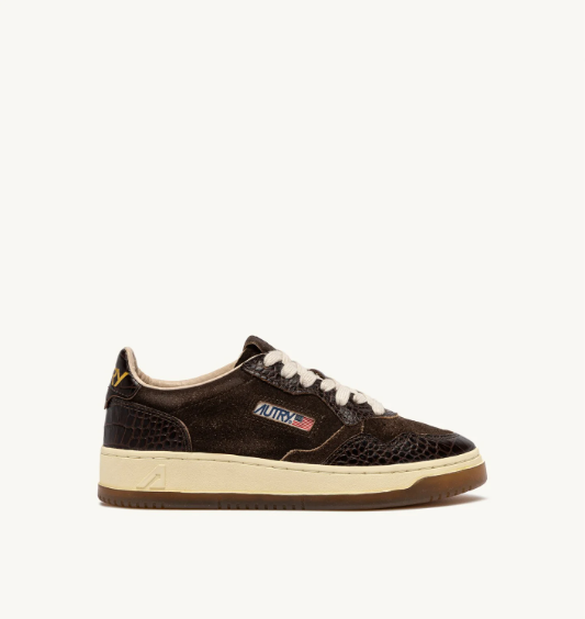 Autry Medalist low wom CJ01 suede/cocco print sneakers Mustang/brown