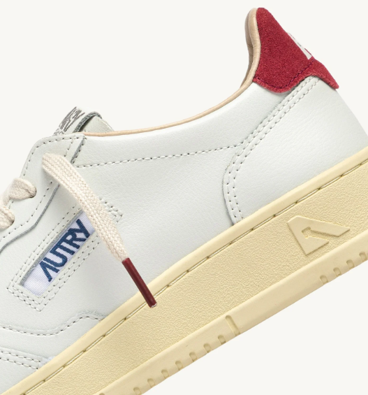 Autry Medalist low wom BJ01 leather/suede/logo sneakers White/deep claret