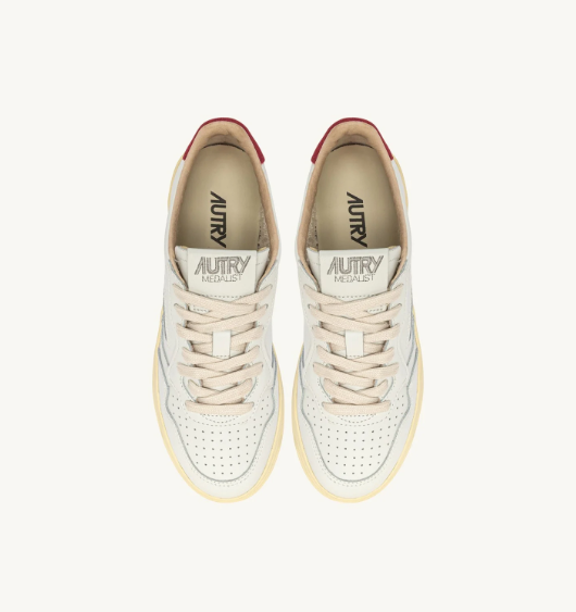 Autry Medalist low wom BJ01 leather/suede/logo sneakers White/deep claret