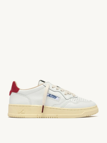 Autry Medalist low wom BJ01 leather/suede/logo sneakers White/deep claret