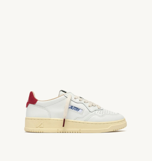 Autry Medalist low wom BJ01 leather/suede/logo sneakers White/deep claret