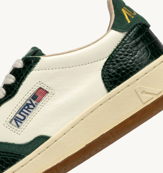 Autry Medalist low wom CZ02 leather/cocco print sneakers Marshmallow/green