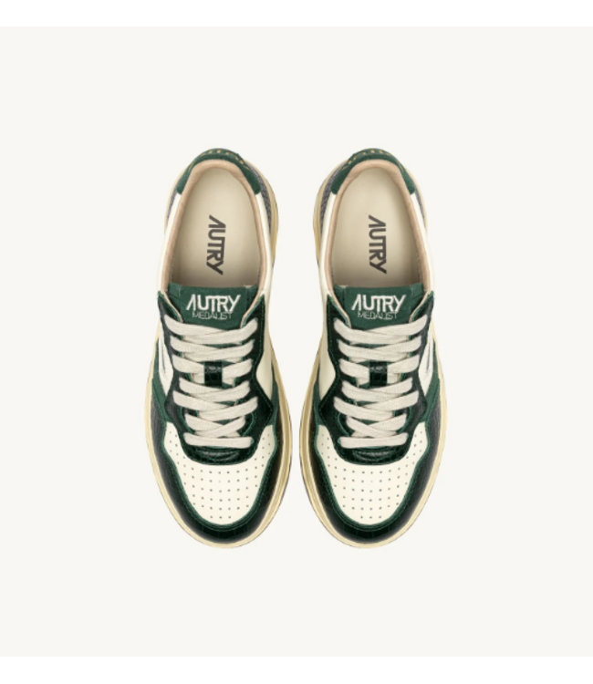 Autry Medalist low wom CZ02 leather/cocco print sneakers Marshmallow/green