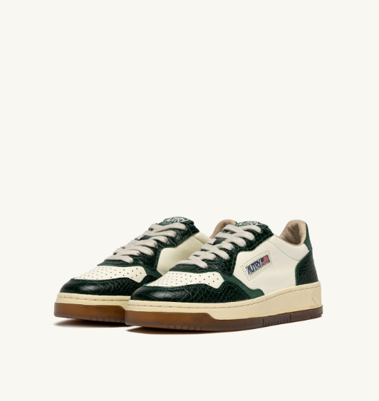 Autry Medalist low wom CZ02 leather/cocco print sneakers Marshmallow/green