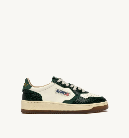 Autry Medalist low wom CZ02 leather/cocco print sneakers Marshmallow/green