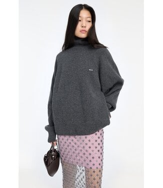 ROTATE Knit highneck jumper Gray pinstripe