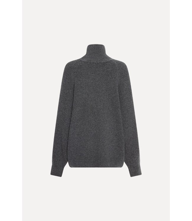 ROTATE Knit highneck jumper Gray pinstripe