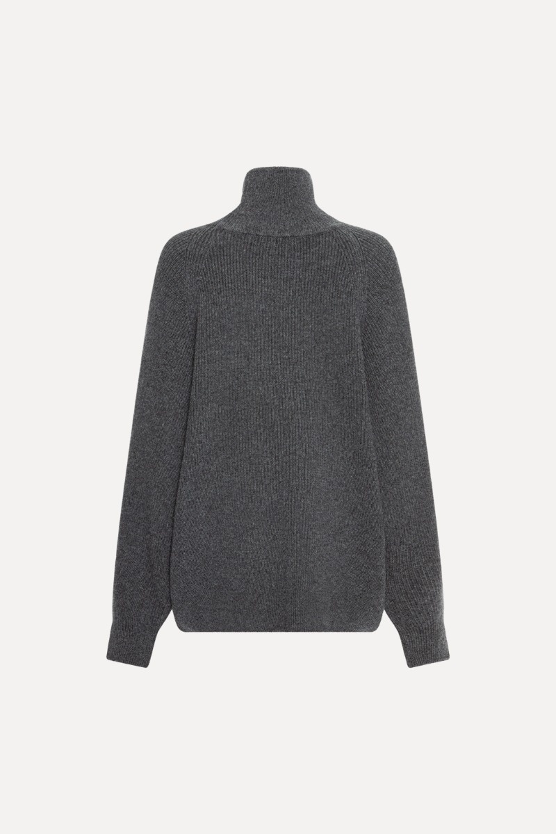 ROTATE Knit highneck jumper Gray pinstripe