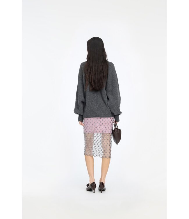 ROTATE Knit highneck jumper Gray pinstripe