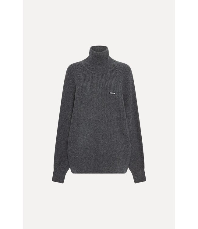 ROTATE Knit highneck jumper Gray pinstripe