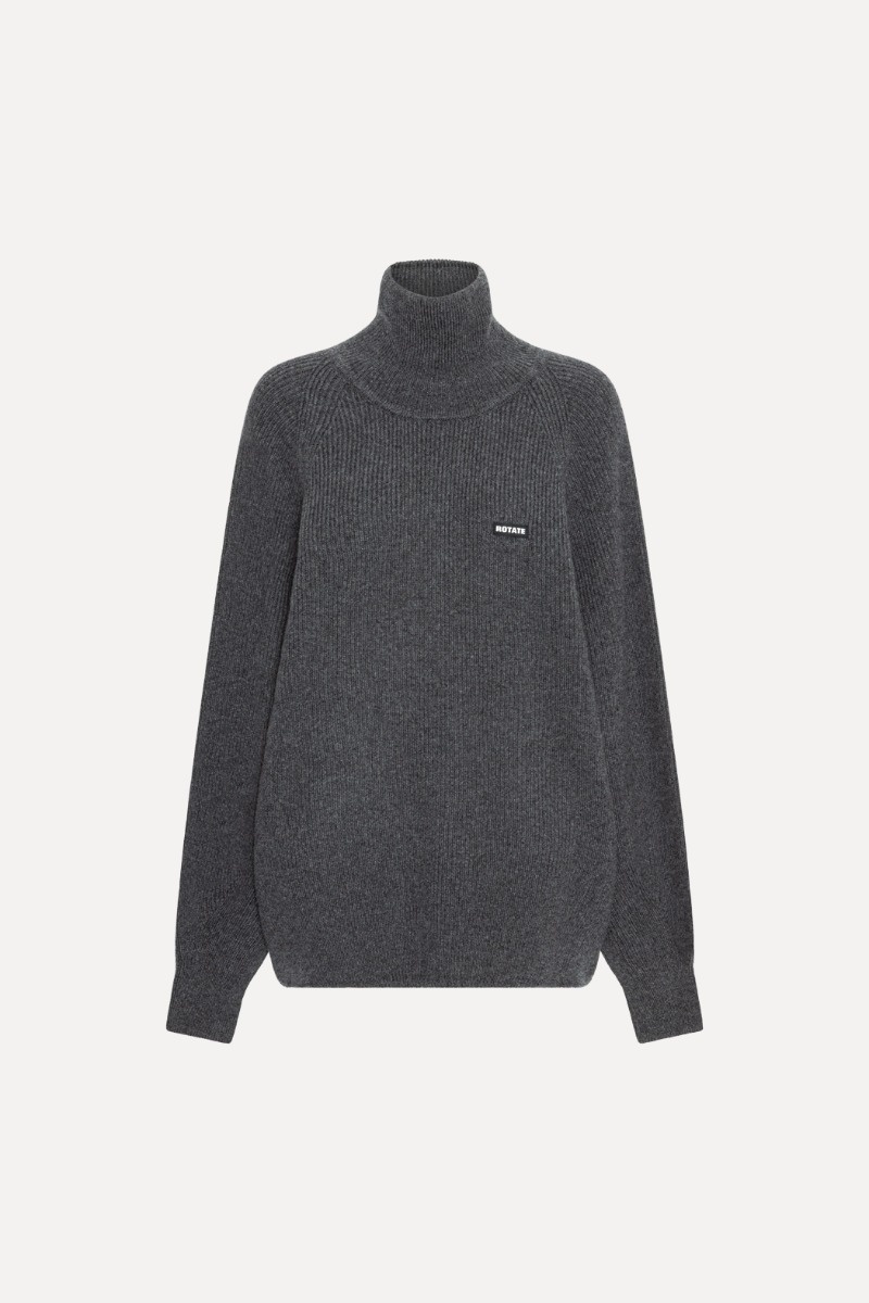 ROTATE Knit highneck jumper Gray pinstripe