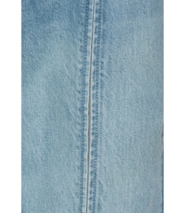 ROTATE Straight denim zip jeans Light blue denim