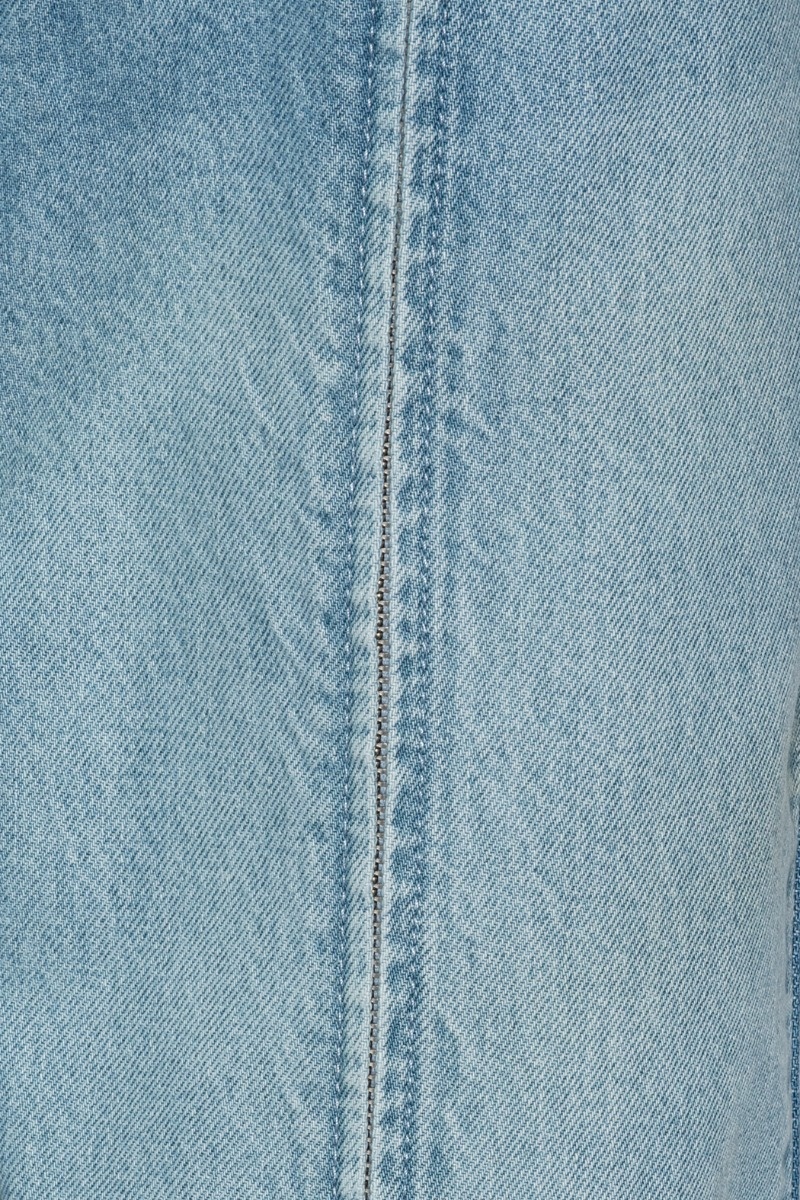 ROTATE Straight denim zip jeans Light blue denim