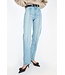 ROTATE Straight denim zip jeans Light blue denim