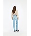 ROTATE Straight denim zip jeans Light blue denim