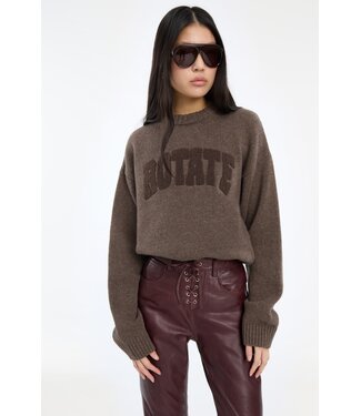 ROTATE Crewneck sweater Cocoa brown