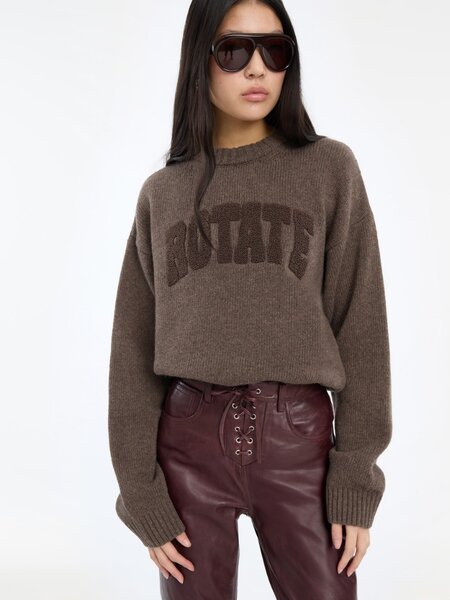 ROTATE Crewneck sweater Cocoa brown