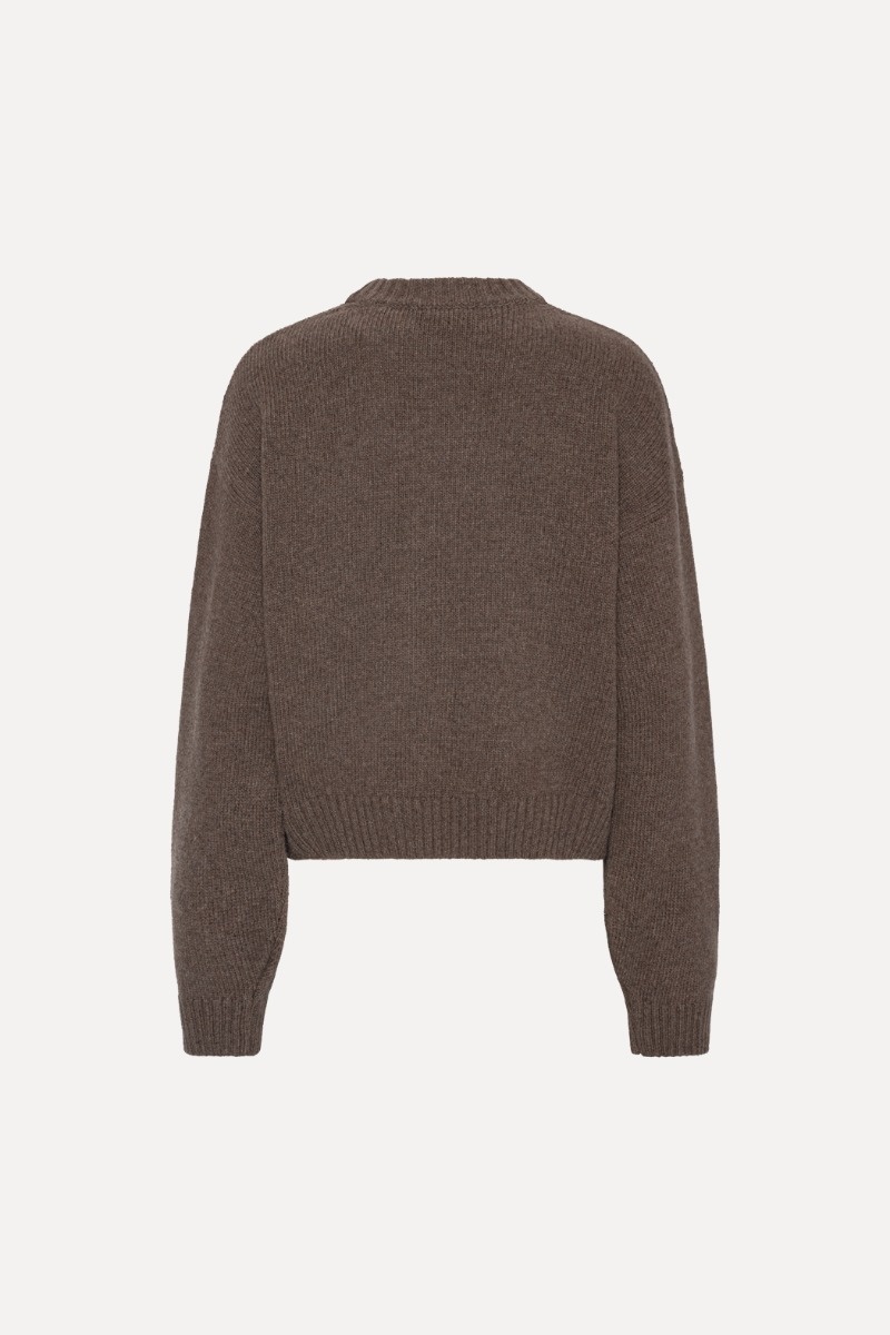 ROTATE Crewneck sweater Cocoa brown