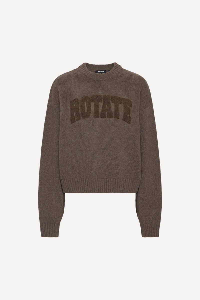 ROTATE Crewneck sweater Cocoa brown