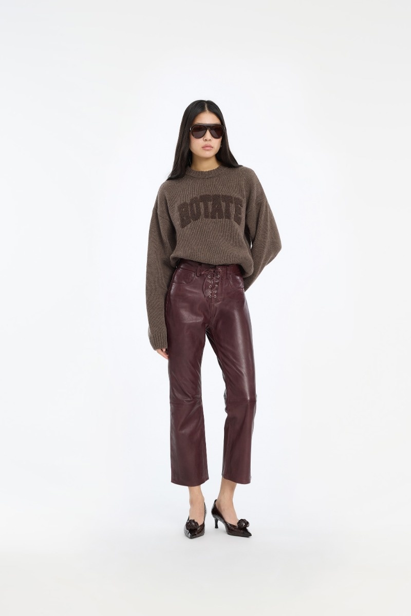 ROTATE Crewneck sweater Cocoa brown