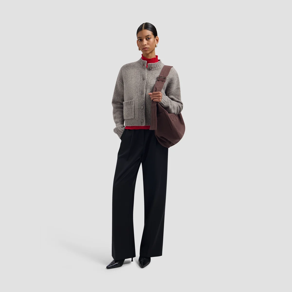 OLAF Wool knitted cardigan Sharkskin
