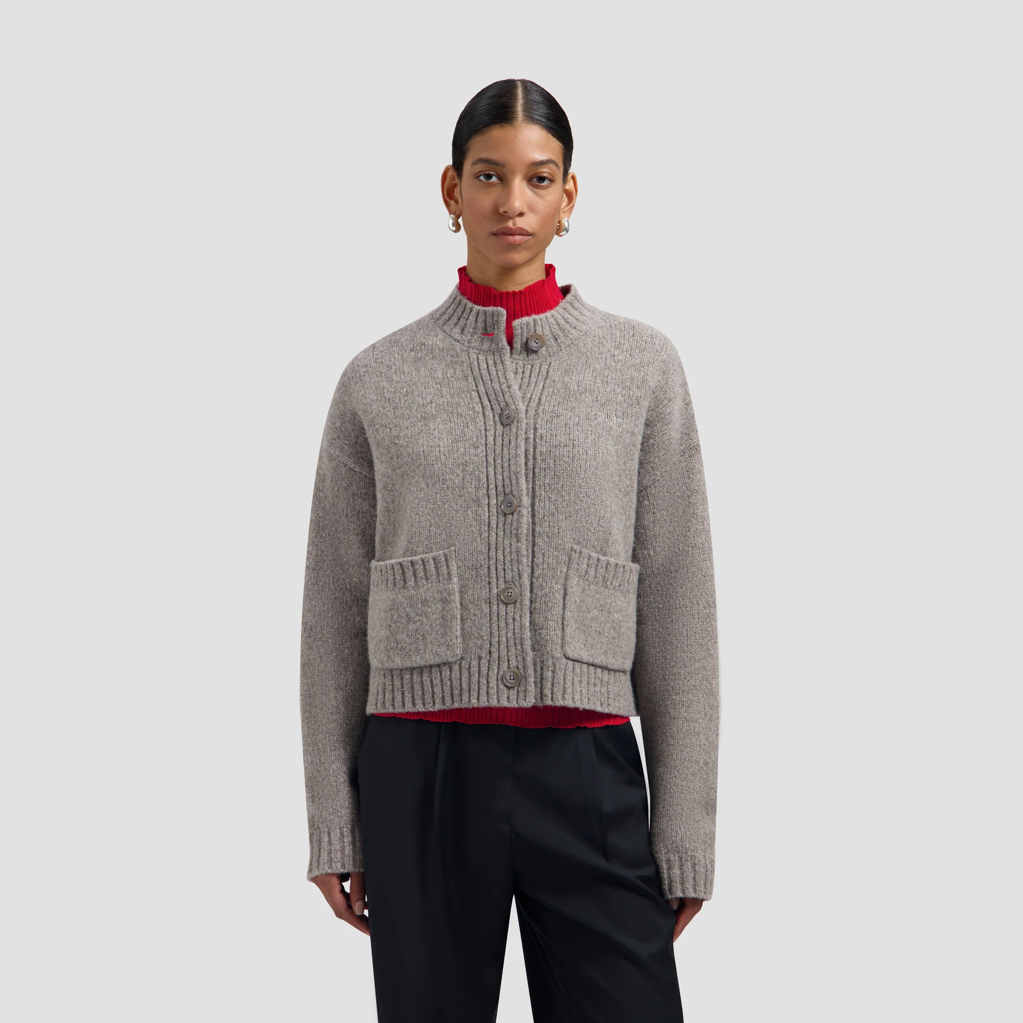 OLAF Wool knitted cardigan Sharkskin