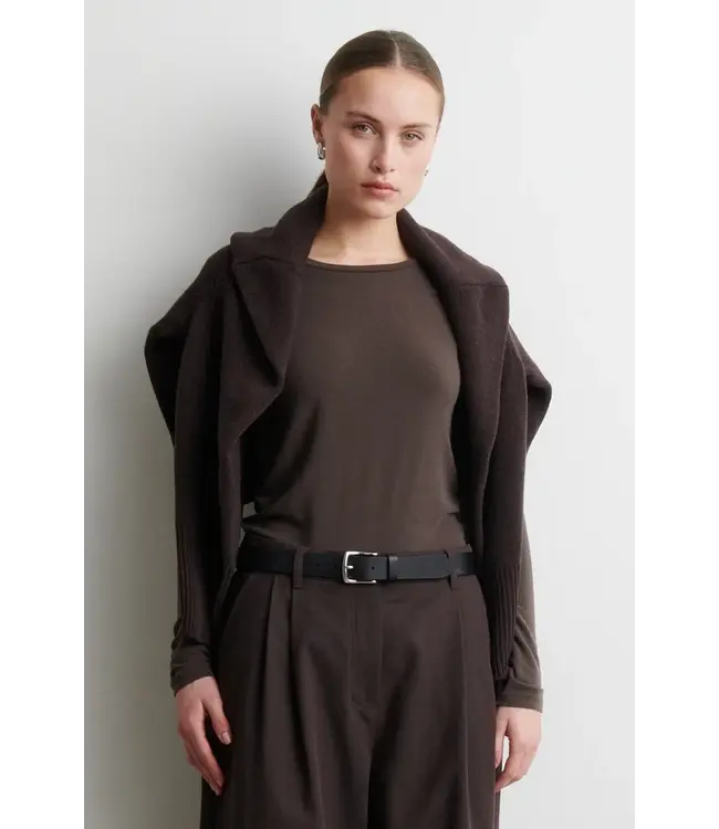 Second Female Matima O-neck tee Dark brown