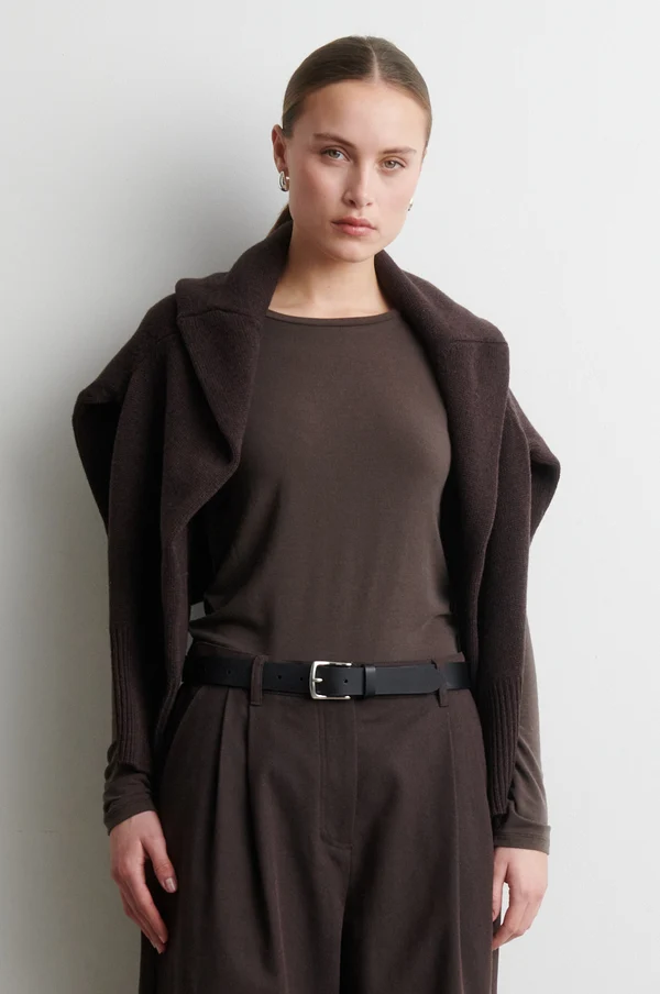 Second Female Matima O-neck tee Dark brown