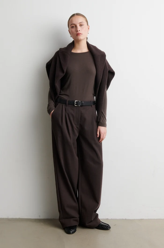 Second Female Matima O-neck tee Dark brown