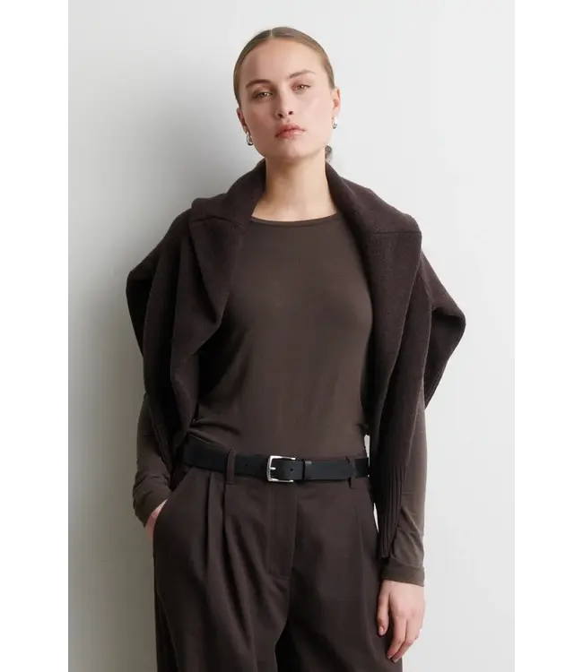Second Female Matima O-neck tee Dark brown